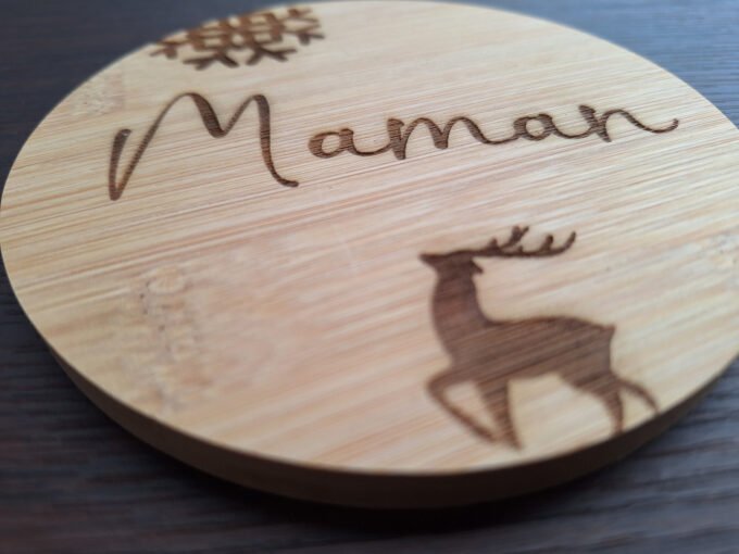 Personalised bamboo beer mat / drink coaster