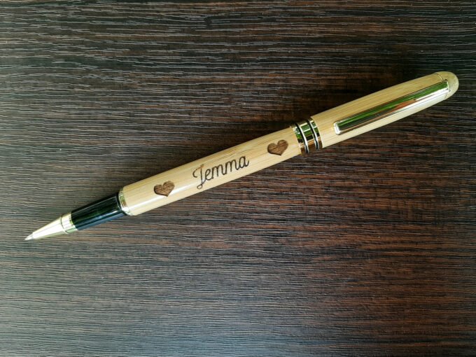 Bamboo pen with the name Jemma engraved