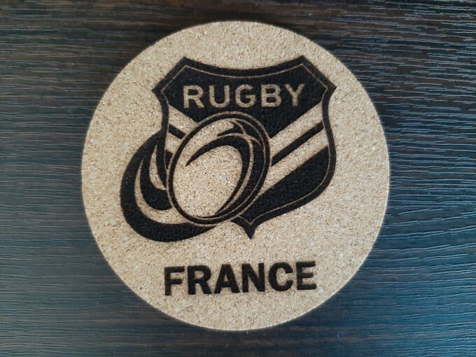 Sous-verre à boissons sur le thème du rugby en France