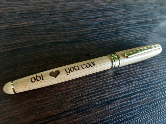 Personalised laser engraved bamboo pen