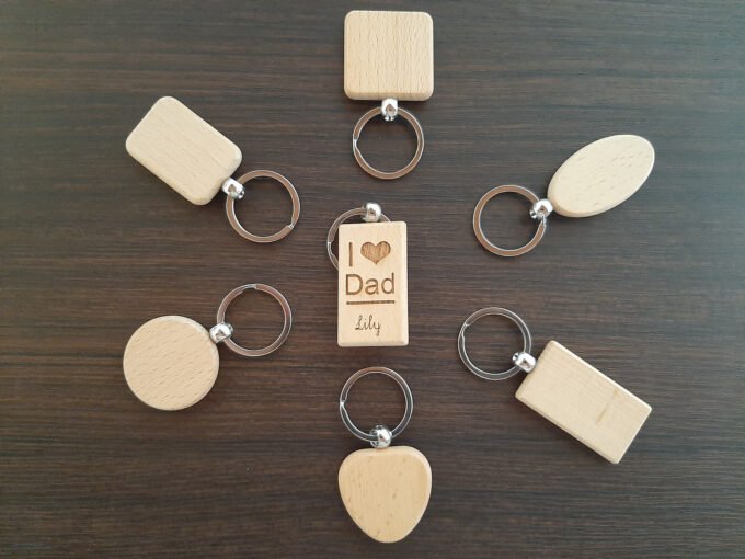 Selection of wood keyring shapes