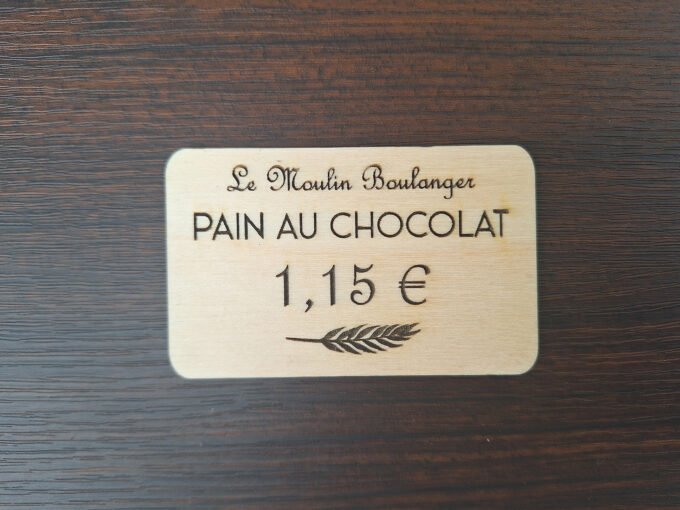 fully customisable price display tag made from wood