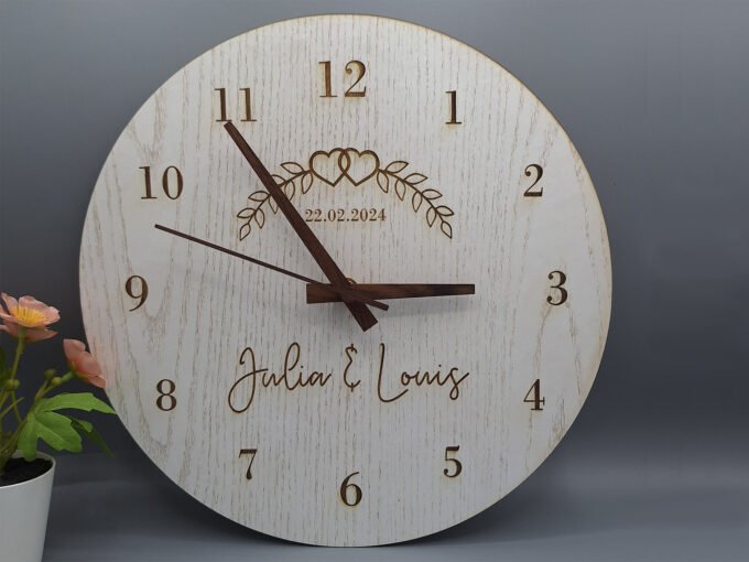 Wooden wedding clock gift