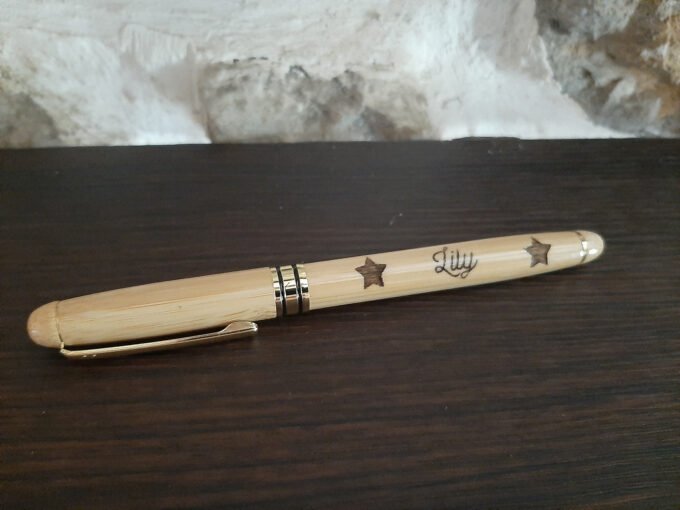 Bamboo wood pen with text engraving